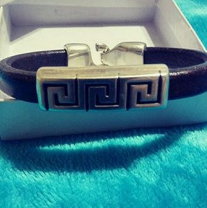 UNISEX Leather and silver bracelet